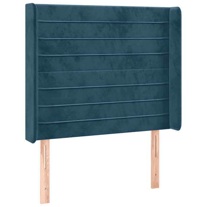 Tăblie de pat cu LED, albastru închis, 103x16x118/128cm catifea - WALTI WALTI