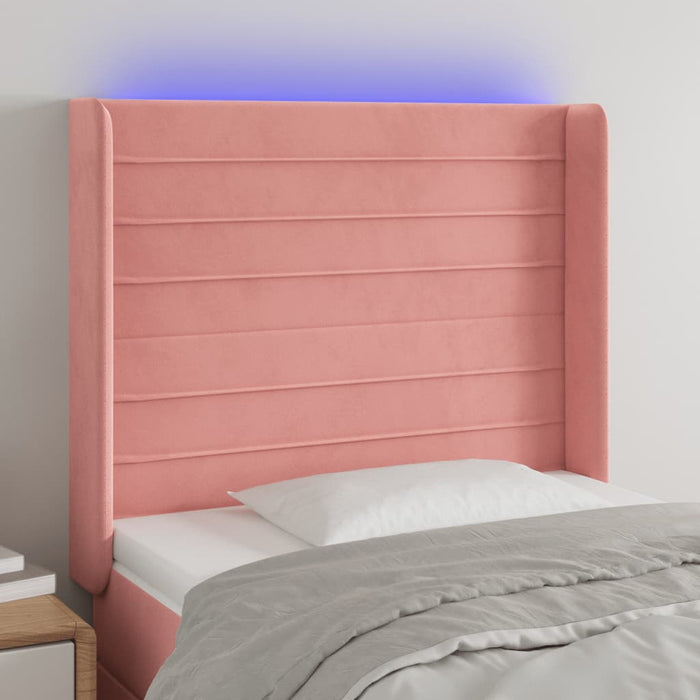 Tăblie de pat cu LED, roz, 103x16x118/128 cm, catifea - WALTI WALTI