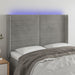 Tăblie de pat cu LED, gri deschis, 147x16x118/128 cm, catifea - WALTI WALTI