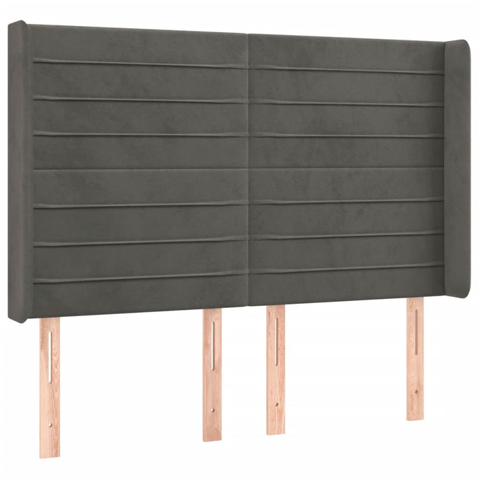 Tăblie de pat cu LED, gri închis, 147x16x118/128 cm, catifea - WALTI WALTI