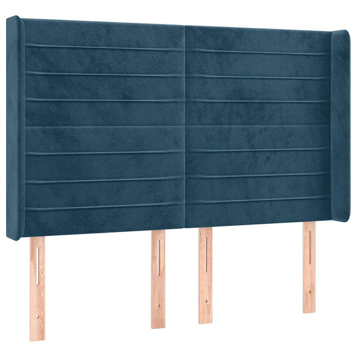 Tăblie de pat cu LED, albastru închis, 147x16x118/128cm catifea - WALTI WALTI