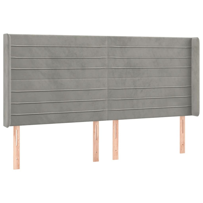 Tăblie de pat cu LED, gri deschis, 163x16x118/128 cm, catifea - WALTI WALTI