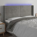 Tăblie de pat cu LED, gri deschis, 163x16x118/128 cm, catifea - WALTI WALTI