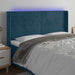 Tăblie de pat cu LED, albastru închis, 163x16x118/128cm catifea - WALTI WALTI