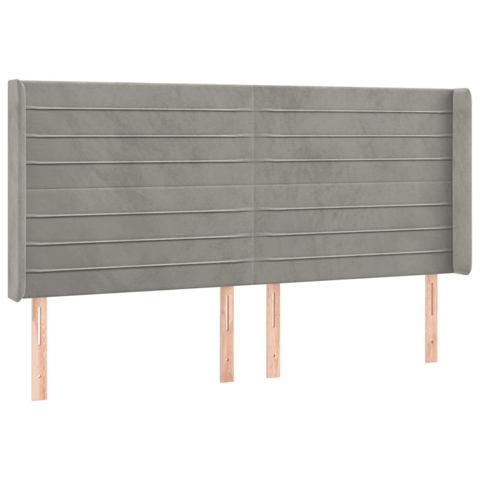 Tăblie de pat cu LED, gri deschis, 183x16x118/128 cm, catifea - WALTI WALTI