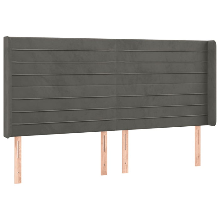 Tăblie de pat cu LED, gri închis, 183x16x118/128 cm, catifea - WALTI WALTI
