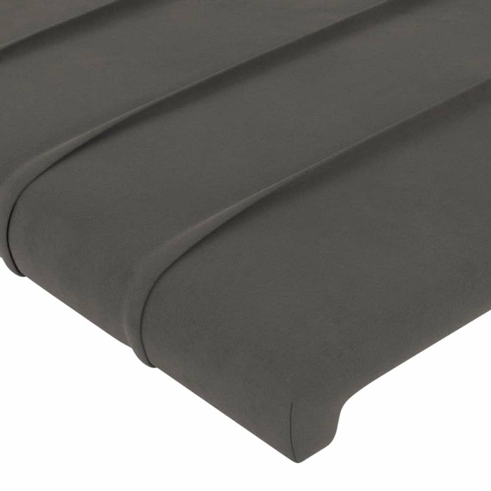 Tăblie de pat cu LED, gri închis, 183x16x118/128 cm, catifea - WALTI WALTI