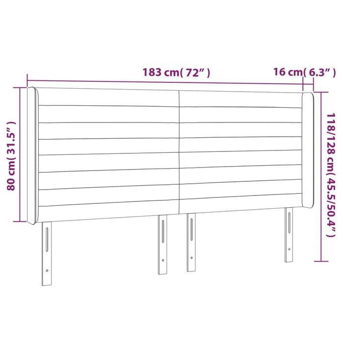 Tăblie de pat cu LED, gri închis, 183x16x118/128 cm, catifea - WALTI WALTI