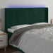 Tăblie de pat cu LED, verde închis, 183x16x118/128 cm, catifea - WALTI WALTI
