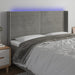 Tăblie de pat cu LED, gri deschis, 203x16x118/128 cm, catifea - WALTI WALTI