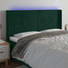Tăblie de pat cu LED, verde închis, 203x16x118/128 cm, catifea - WALTI WALTI