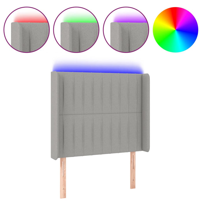 Tăblie de pat cu LED, gri deschis, 83x16x118/128 cm, textil WALTI