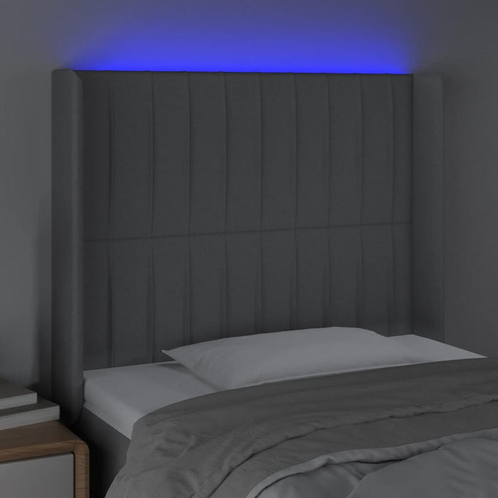 Tăblie de pat cu LED, gri deschis, 83x16x118/128 cm, textil WALTI