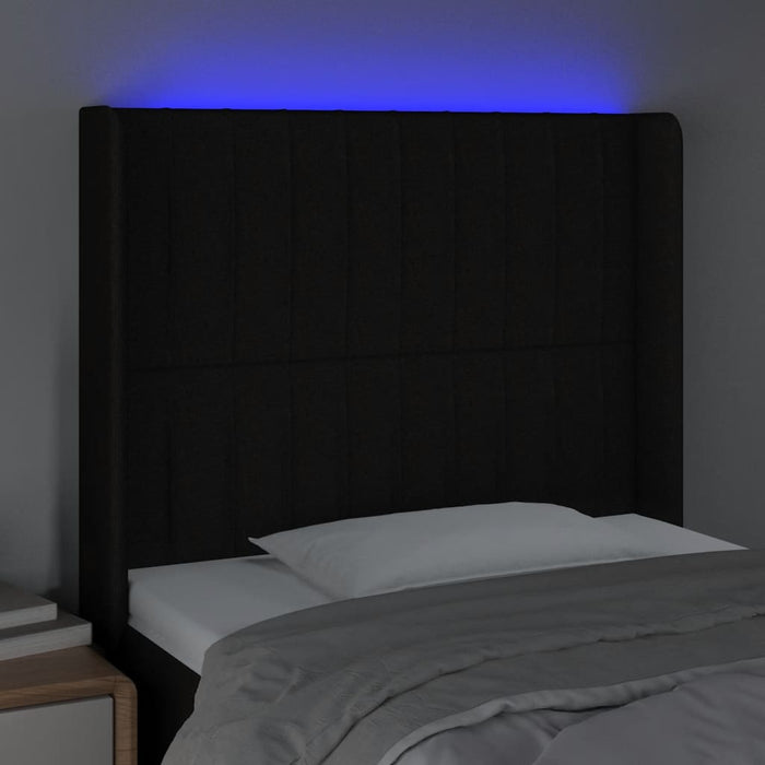 Tăblie de pat cu LED, negru, 83x16x118/128 cm, textil - WALTI WALTI