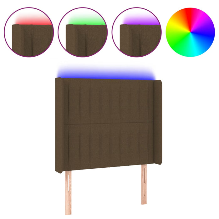 Tăblie de pat cu LED, maro închis, 83x16x118/128 cm, textil WALTI