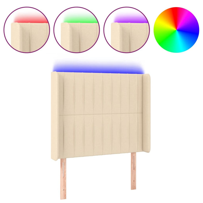 Tăblie de pat cu LED, crem, 93x16x118/128 cm, textil - WALTI WALTI