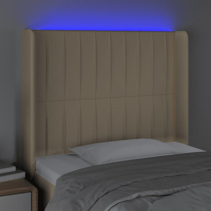 Tăblie de pat cu LED, crem, 93x16x118/128 cm, textil - WALTI WALTI