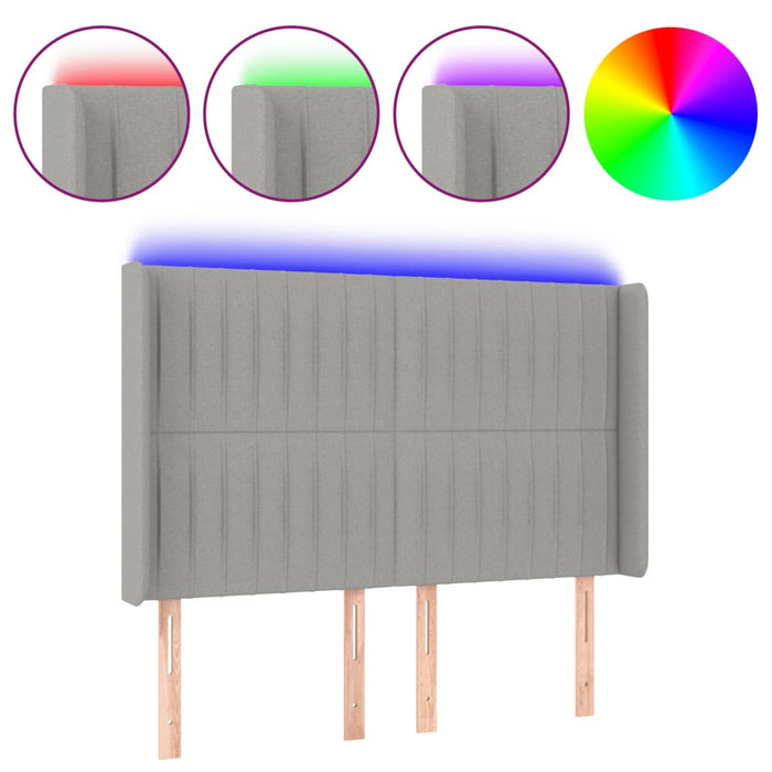 Tăblie de pat cu LED, gri deschis, 147x16x118/128 cm, textil - WALTI WALTI