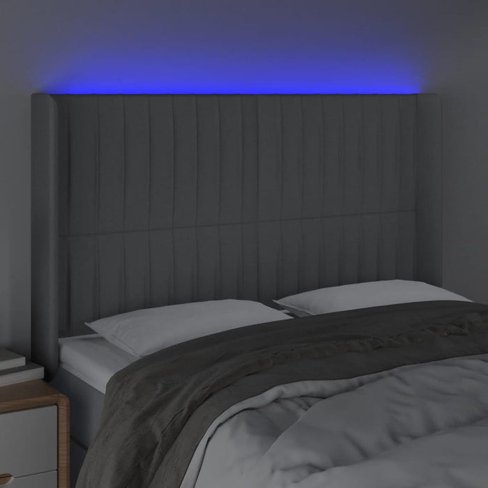 Tăblie de pat cu LED, gri deschis, 147x16x118/128 cm, textil - WALTI WALTI