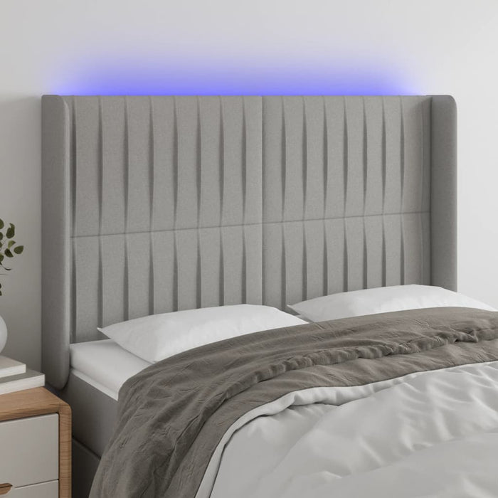 Tăblie de pat cu LED, gri deschis, 147x16x118/128 cm, textil - WALTI WALTI