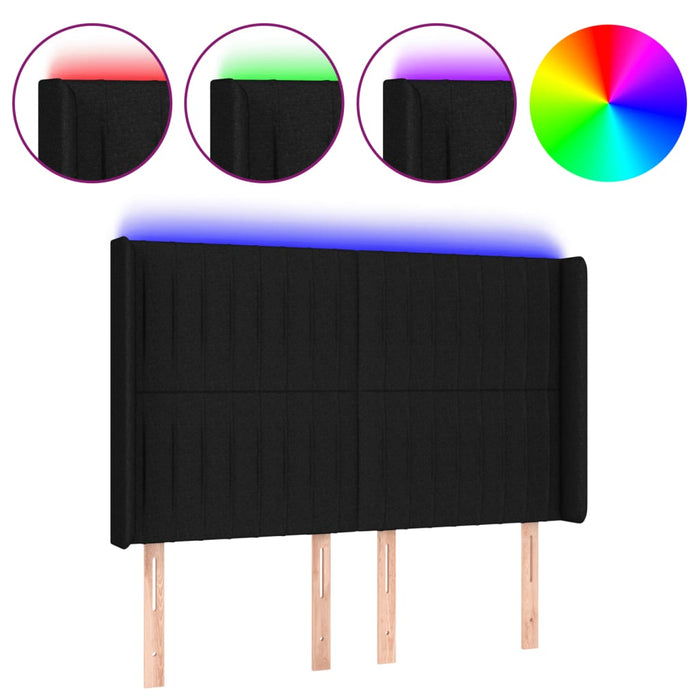 Tăblie de pat cu LED, negru, 147x16x118/128 cm, textil - WALTI WALTI