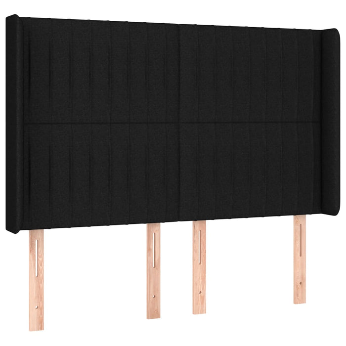 Tăblie de pat cu LED, negru, 147x16x118/128 cm, textil - WALTI WALTI