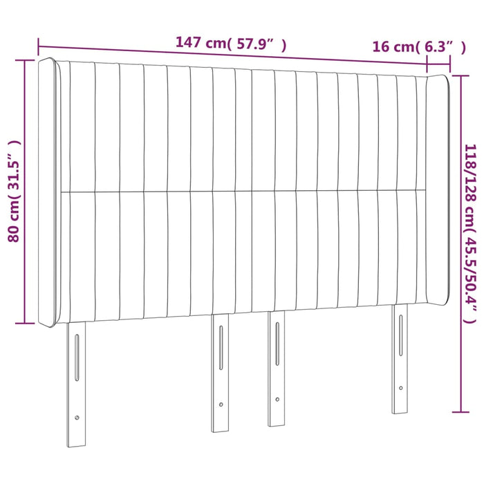 Tăblie de pat cu LED, crem, 147x16x118/128 cm, textil - WALTI WALTI
