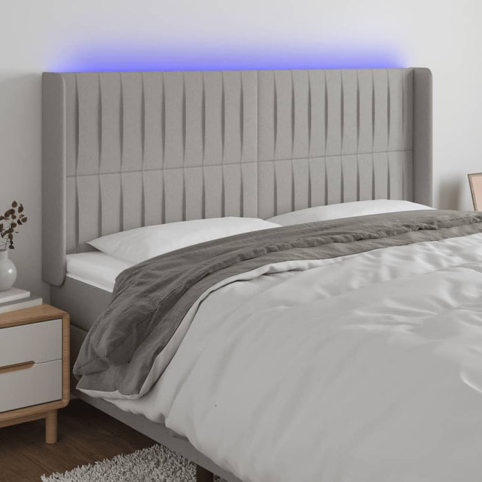 Tăblie de pat cu LED, gri deschis, 163x16x118/128 cm, textil - WALTI WALTI