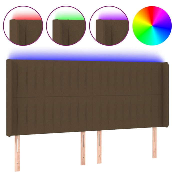 Tăblie de pat cu LED, maro închis, 163x16x118/128 cm, textil - WALTI WALTI