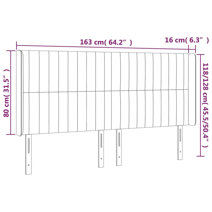 Tăblie de pat cu LED, crem, 163x16x118/128 cm, textil WALTI