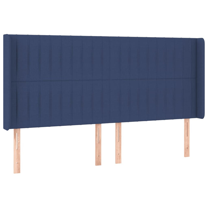 Tăblie de pat cu LED, albastru, 163x16x118/128 cm, textil WALTI