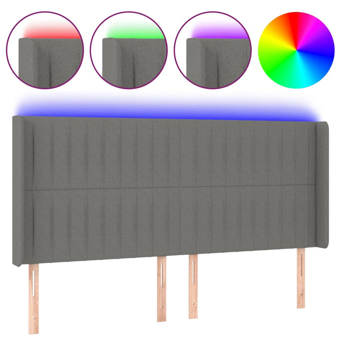 Tăblie de pat cu LED, gri închis, 183x16x118/128 cm, textil - WALTI WALTI