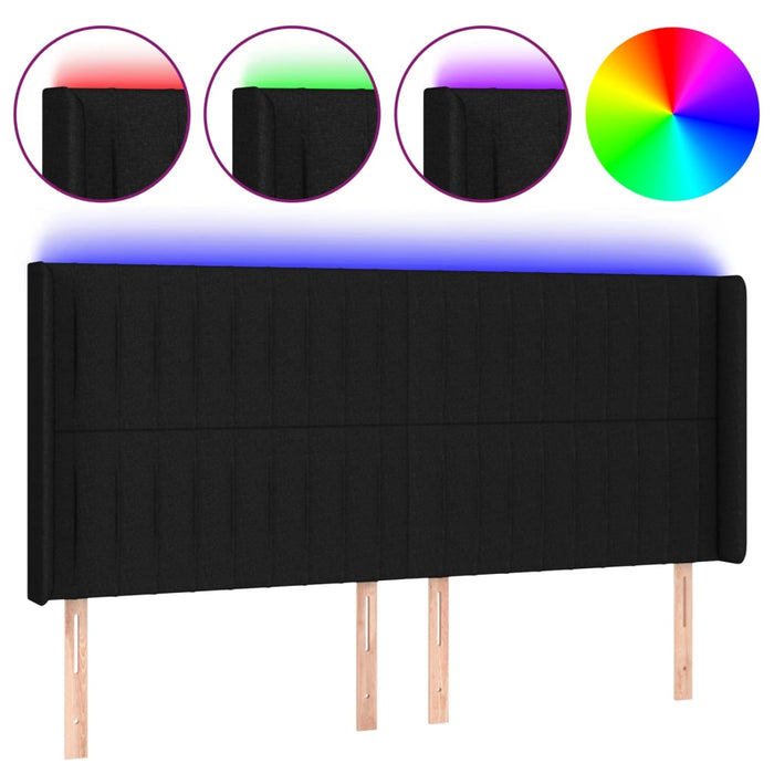 Tăblie de pat cu LED, negru, 203x16x118/128 cm, textil - WALTI WALTI