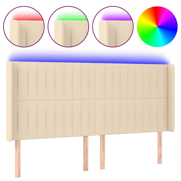 Tăblie de pat cu LED, crem, 203x16x118/128 cm, textil - WALTI WALTI