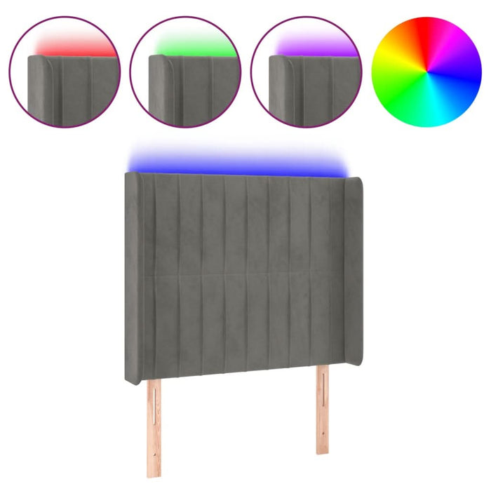 Tăblie de pat cu LED, gri deschis, 83x16x118/128 cm, catifea - WALTI WALTI