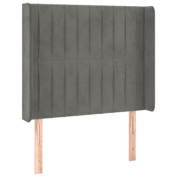 Tăblie de pat cu LED, gri deschis, 83x16x118/128 cm, catifea - WALTI WALTI