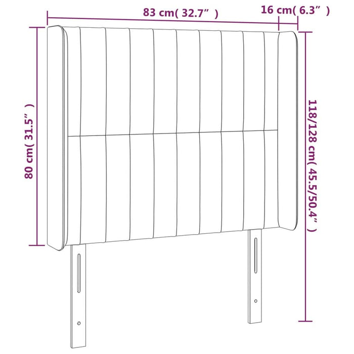 Tăblie de pat cu LED, gri deschis, 83x16x118/128 cm, catifea - WALTI WALTI