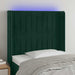 Tăblie de pat cu LED, verde închis, 83x16x118/128 cm, catifea - WALTI WALTI