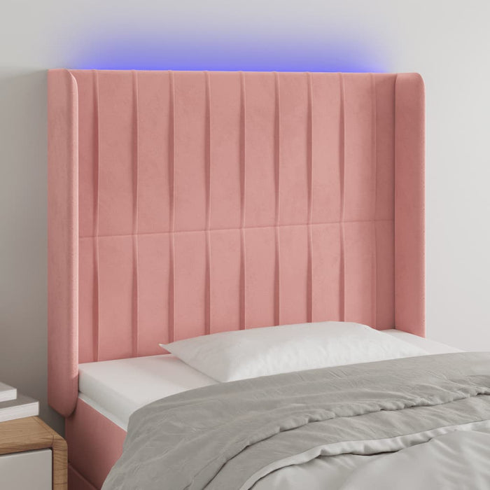 Tăblie de pat cu LED, roz, 83x16x118/128 cm, catifea - WALTI WALTI
