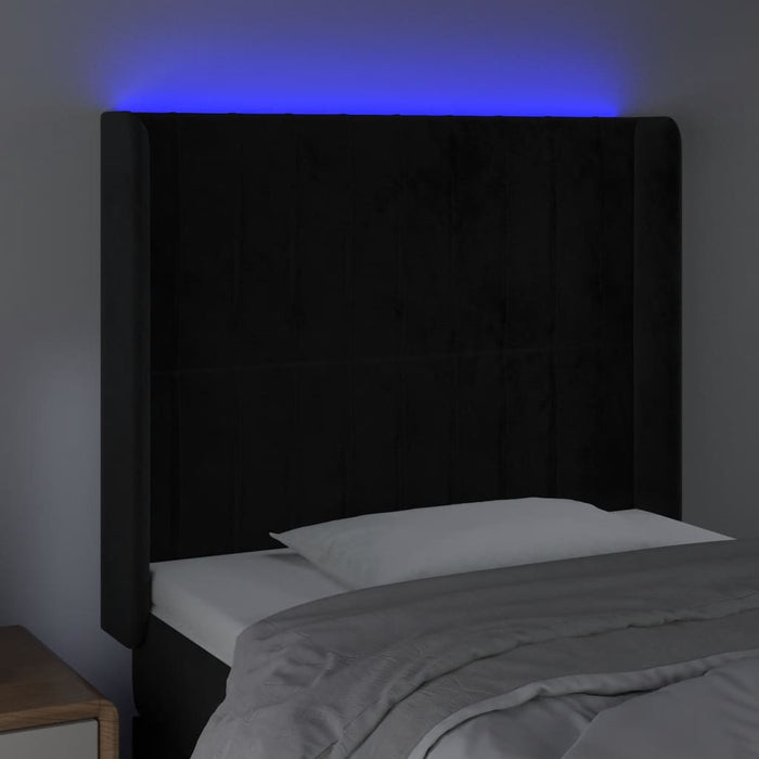 Tăblie de pat cu LED, negru, 93x16x118/128 cm, catifea - WALTI WALTI