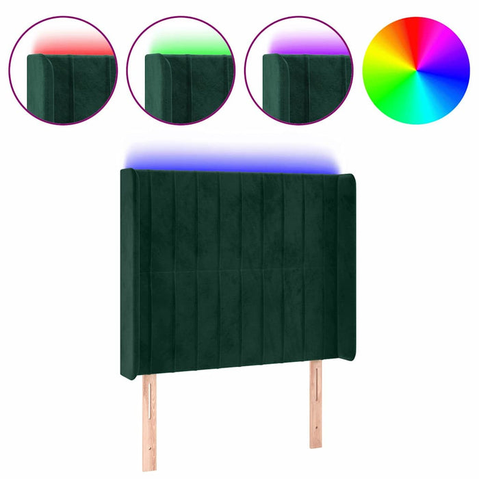 Tăblie de pat cu LED, verde închis, 93x16x118/128cm, catifea - WALTI WALTI