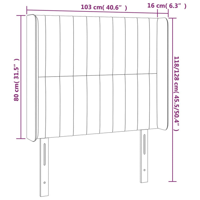 Tăblie de pat cu LED, negru, 103x16x118/128 cm, catifea - WALTI WALTI