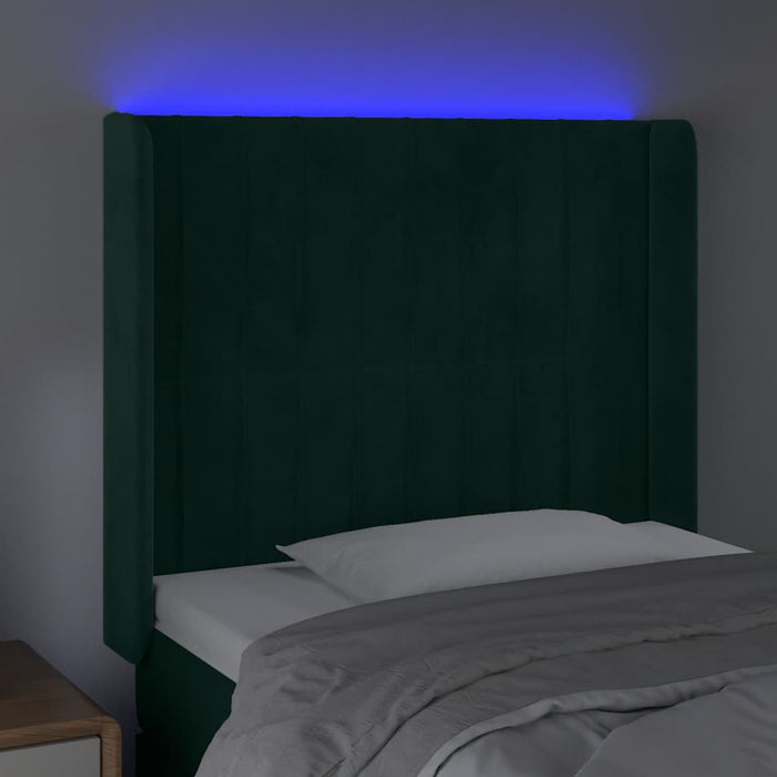 Tăblie de pat cu LED, verde închis, 103x16x118/128 cm, catifea - WALTI WALTI