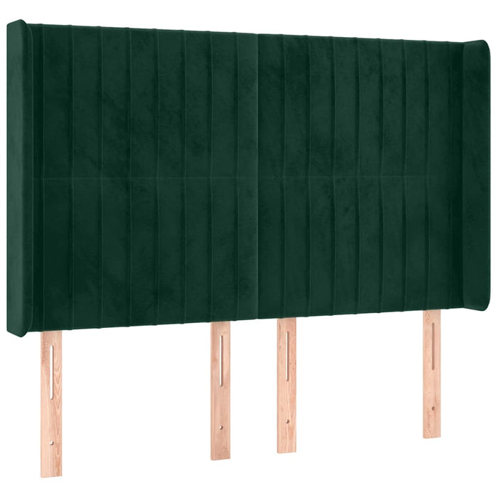 Tăblie de pat cu LED, verde închis, 147x16x118/128 cm, catifea - WALTI WALTI