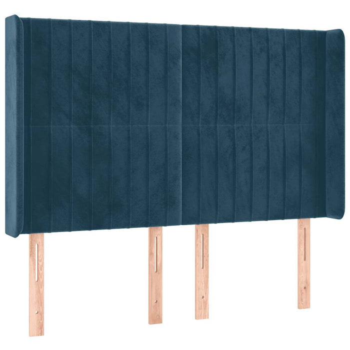 Tăblie de pat cu LED, albastru închis, 147x16x118/128cm catifea - WALTI WALTI