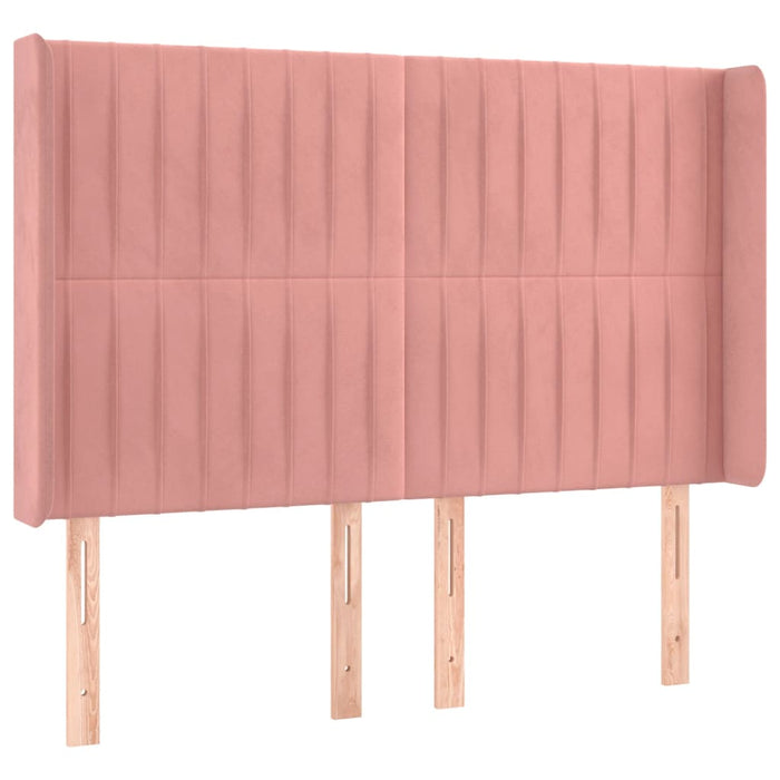 Tăblie de pat cu LED, roz, 147x16x118/128 cm, catifea WALTI