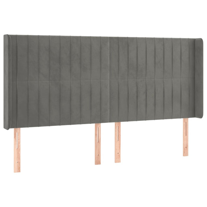 Tăblie de pat cu LED, gri deschis, 163x16x118/128 cm, catifea WALTI