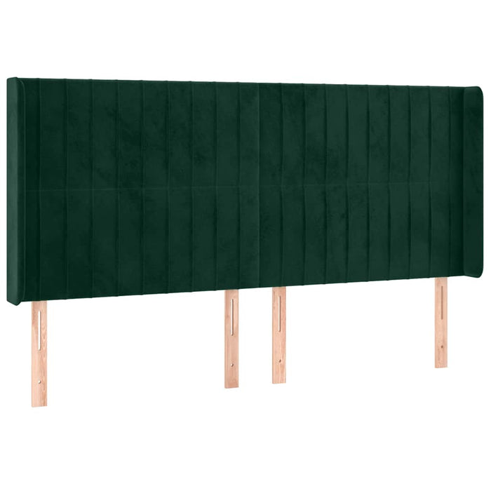 Tăblie de pat cu LED, verde închis, 163x16x118/128 cm, catifea - WALTI WALTI
