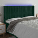 Tăblie de pat cu LED, verde închis, 163x16x118/128 cm, catifea - WALTI WALTI