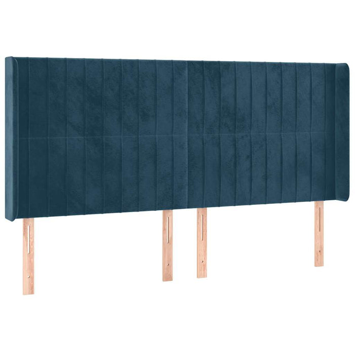 Tăblie de pat cu LED, albastru închis, 163x16x118/128cm catifea - WALTI WALTI